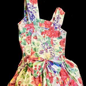 Vintage '80 Ulterior Motives Dress Party Floral Midi Sundress 6 cotton